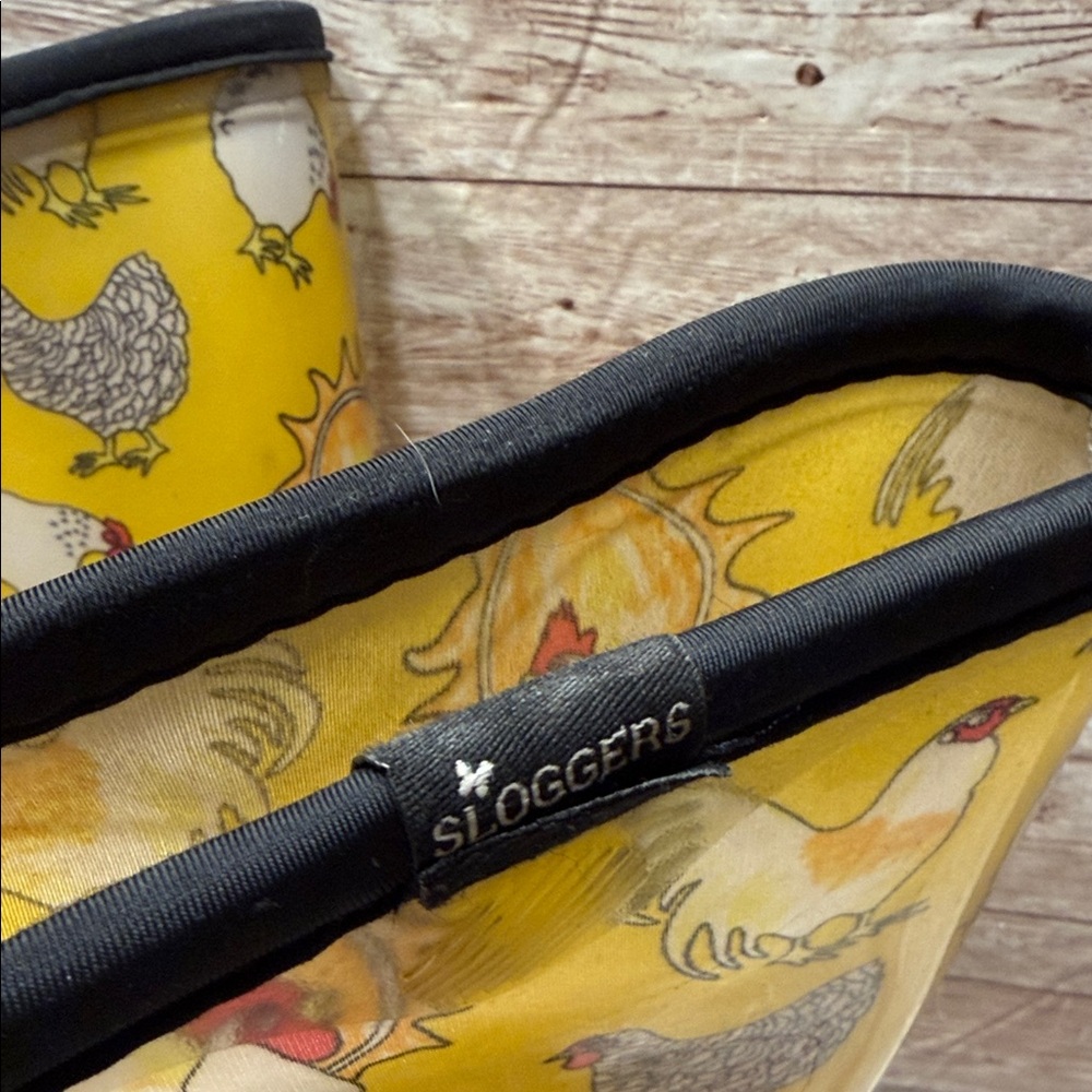 Sloggers Yellow Chicken Daffodil Yellow Print Water proof Boots size 10 - Picture 2 of 8